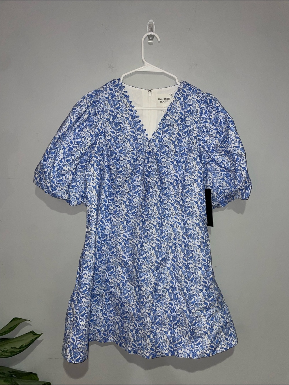 Tuckernuck Hyacinth House - Baby Blue Floral V-Neck Mini Dress with Puff Sleeves